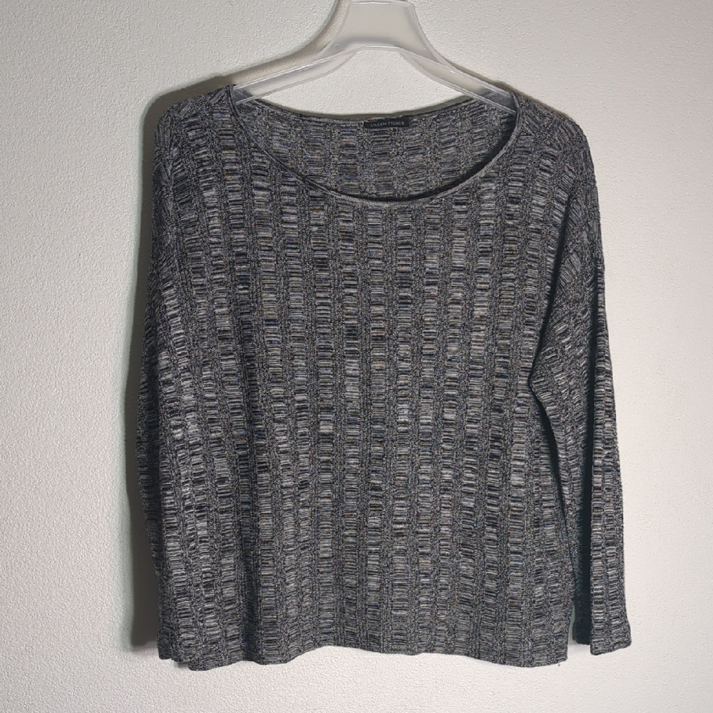 Eileen Fisher Womens Sweater Silk Linen Blend Quiet Luxury Neutral Capsule Large